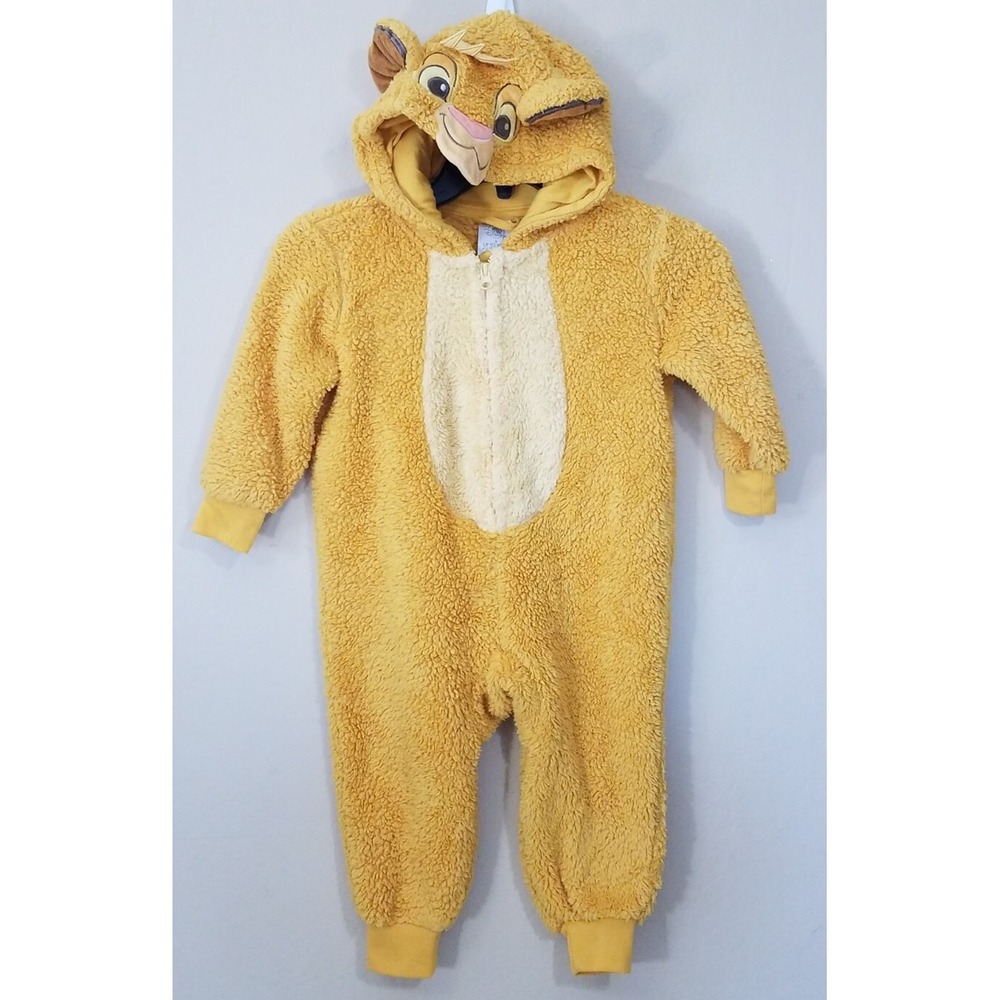 Disney Lion King SIMBA Halloween Costume Pajama One Piece Hooded Kids Size‎ 2